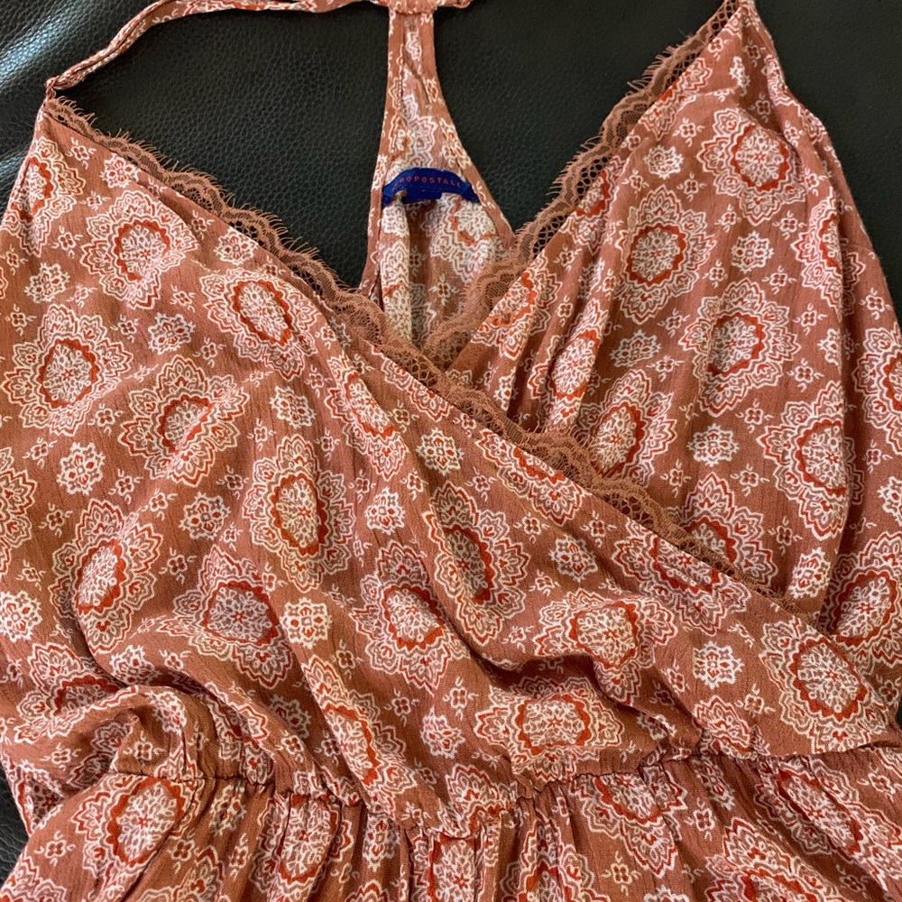 Aeropostale terracotta/cream Patterned Halter Top